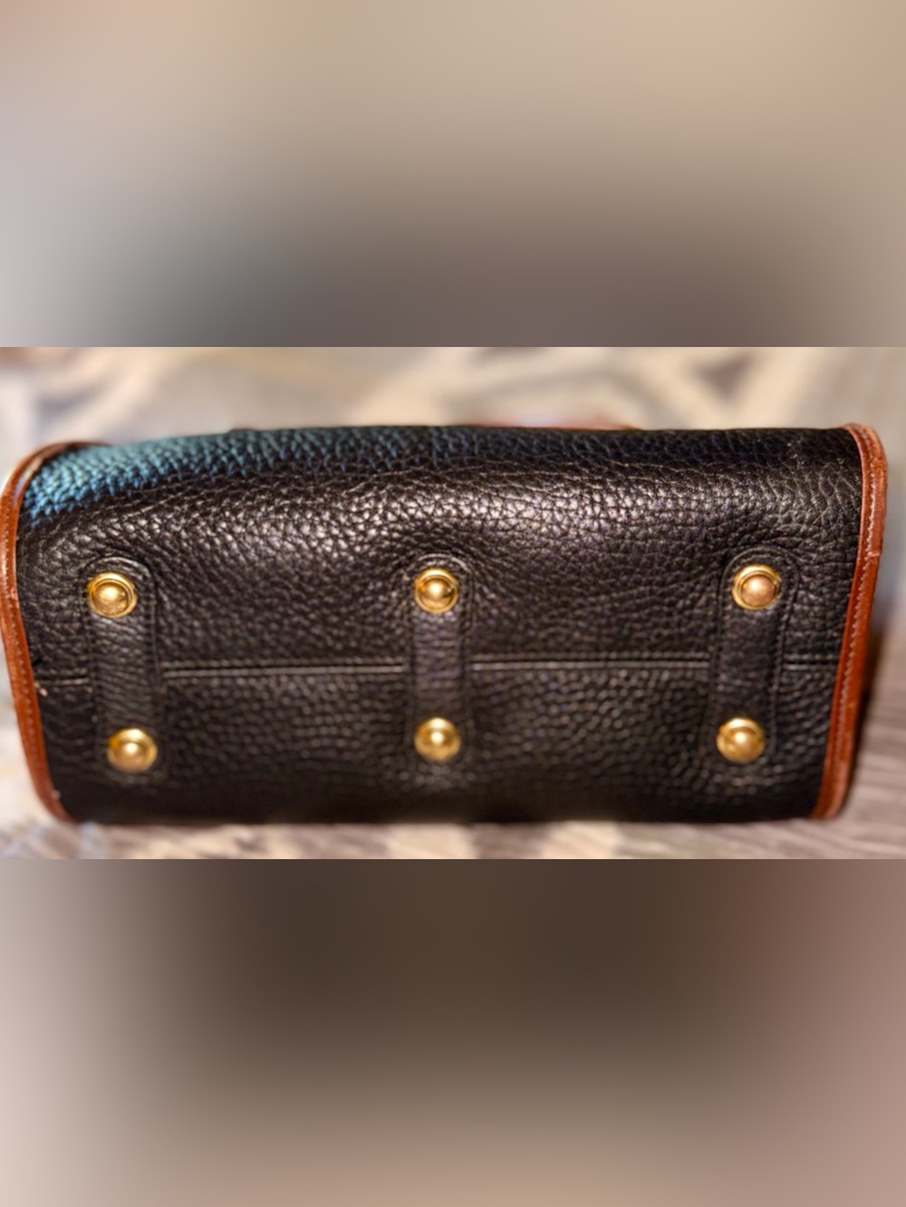 Dooney & Bourke / Vintage Black with Brown Leather Trim Pebble Satchel - Picture 16 of 16